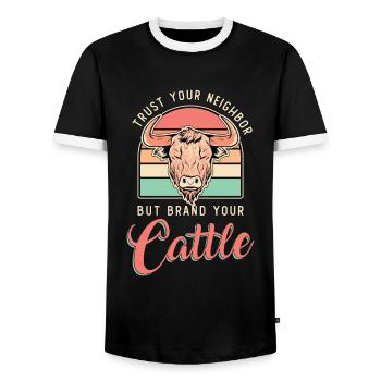 Élevage de bétail Faites confiance aux animaux de la ferme de vos voisins - T-shirt contrasté Homme - noir/blanc - Devant - AI Model Female 172 light (172cm) & AI Model Male 178 light (178cm)