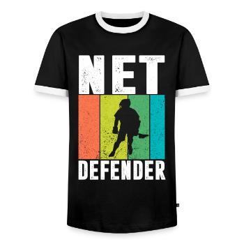 Lacrosse Torwart Lacrosse Handschuhe Kleben Locker - Männer Kontrast-T-Shirt - Schwarz/Weiß - Vorne - AI Model Female 172 light (172cm) & AI Model Male 178 light (178cm)