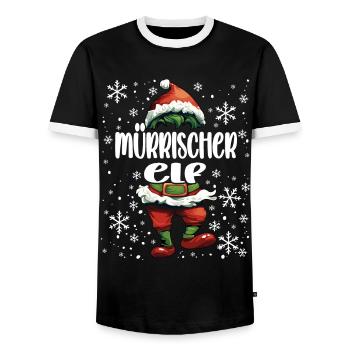 Tenue de Noël Grumpy Elf - T-shirt contrasté Homme - noir/blanc - Devant - AI Model Female 172 light (172cm) & AI Model Male 178 light (178cm)