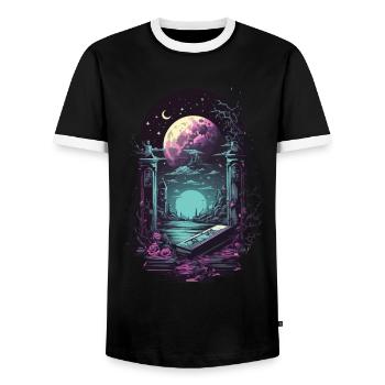 Gothique Vaporwave mysticisme obscurité oeuvre - T-shirt contrasté Homme - noir/blanc - Devant - AI Model Female 172 light (172cm) & AI Model Male 178 light (178cm)