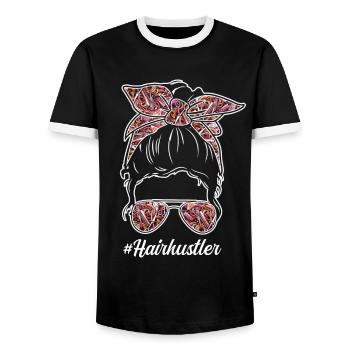 Hairstylist Hair Salon Kosmetologie - Männer Kontrast-T-Shirt - Schwarz/Weiß - Vorne - AI Model Female 172 light (172cm) & AI Model Male 178 light (178cm)