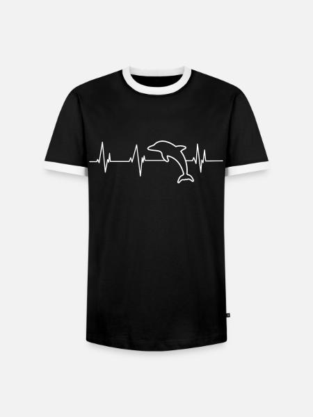 Dolphin Heartbeat - Männer Kontrast-T-Shirt - Schwarz/Weiß