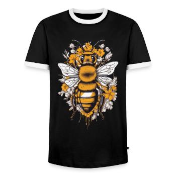 Hobby Beekeeper Bees Aesthetics Honey Love Design - Men's Ringer Shirt - black/white - Front - AI Model Female 172 light (172cm) & AI Model Male 178 light (178cm)