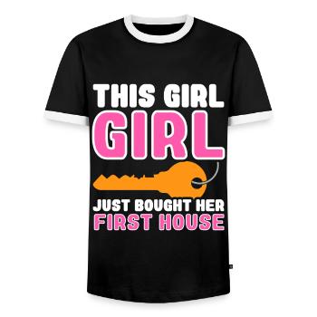 Neuer Hausbesitzer Hauswarmester Hausbesitzer - Männer Kontrast-T-Shirt - Schwarz/Weiß - Vorne - AI Model Female 172 light (172cm) & AI Model Male 178 light (178cm)
