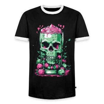 Skull Candy Gothic Pastel for Dia de Muertos - Men's Ringer Shirt - black/white - Front - AI Model Female 172 light (172cm) & AI Model Male 178 light (178cm)