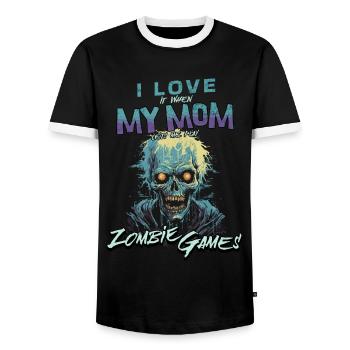 I love my Mom Zombie video games for gamers - Men's Ringer Shirt - black/white - Front - AI Model Female 172 light (172cm) & AI Model Male 178 light (178cm)