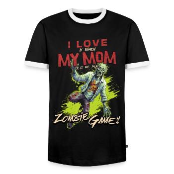 I love my Mom Zombie Video Games for Gamers Gamers - Men's Ringer Shirt - black/white - Front - AI Model Female 172 light (172cm) & AI Model Male 178 light (178cm)
