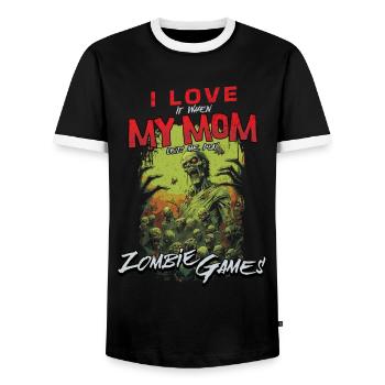 I love my Mom Zombie video games for gamers - Men's Ringer Shirt - black/white - Front - AI Model Female 172 light (172cm) & AI Model Male 178 light (178cm)