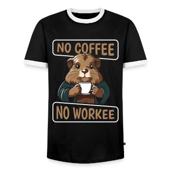 Coffee Cafe Guinea Pig No Coffee No Workee - Men's Ringer Shirt - black/white - Front - AI Model Female 172 light (172cm) & AI Model Male 178 light (178cm)