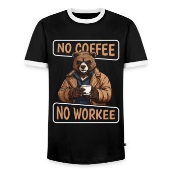 Coffee Cafe Carry No Coffee No Workee - Men's Ringer Shirt - black/white - Front - AI Model Female 172 light (172cm) & AI Model Male 178 light (178cm)