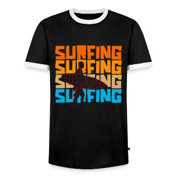 Surfer Surfen Cool Retro Surfer Vintage Surf - Männer Kontrast-T-Shirt - Schwarz/Weiß - Vorne - AI Model Female 172 light (172cm) & AI Model Male 178 light (178cm)