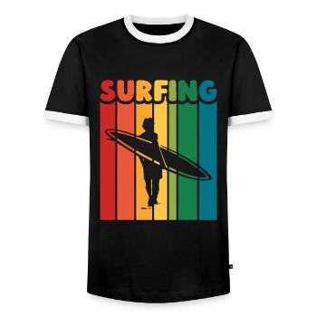 Surfer Surfen Cool Retro Surfer Vintage Surf - Männer Kontrast-T-Shirt - Schwarz/Weiß - Vorne - AI Model Female 172 light (172cm) & AI Model Male 178 light (178cm)