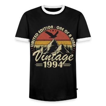 Vintage 1994 Cadeau Anniversaire Née en 1994 - T-shirt contrasté Homme - noir/blanc - Devant - AI Model Female 172 light (172cm) & AI Model Male 178 light (178cm)
