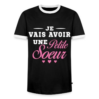 Je Vais Avoir Une Petite Sœur Cadeau Future Soeur - T-shirt contrasté Homme - noir/blanc - Devant - AI Model Female 172 light (172cm) & AI Model Male 178 light (178cm)