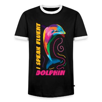 Dauphin Je parle couramment Dauphin - T-shirt contrasté Homme - noir/blanc - Devant - AI Model Female 172 light (172cm) & AI Model Male 178 light (178cm)