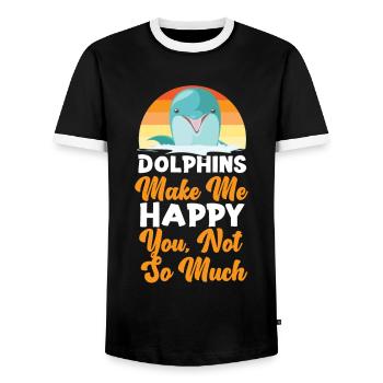Dauphin Rétro Dauphins Me Font - T-shirt contrasté Homme - noir/blanc - Devant - AI Model Female 172 light (172cm) & AI Model Male 178 light (178cm)
