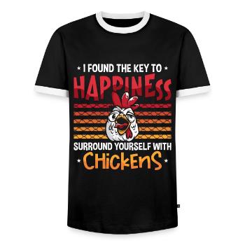Poultry Farmer I Found The Key To Happiness Farmer - Männer Kontrast-T-Shirt - Schwarz/Weiß - Vorne - AI Model Female 172 light (172cm) & AI Model Male 178 light (178cm)