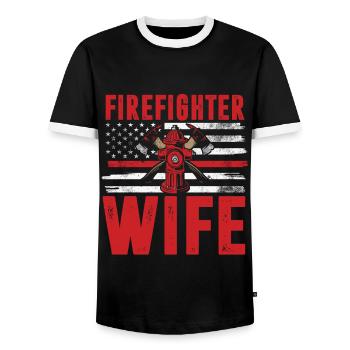 Feuerwehrmann Feuerwehrmannschaften´ - Männer Kontrast-T-Shirt - Schwarz/Weiß - Vorne - AI Model Female 172 light (172cm) & AI Model Male 178 light (178cm)