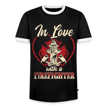 Feuerwehrmann Feuerwehrmannschaften´ - Männer Kontrast-T-Shirt - Schwarz/Weiß - Vorne - AI Model Female 172 light (172cm) & AI Model Male 178 light (178cm)