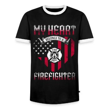 Feuerwehrmann Feuerwehrmannschaften´ - Männer Kontrast-T-Shirt - Schwarz/Weiß - Vorne - AI Model Female 172 light (172cm) & AI Model Male 178 light (178cm)