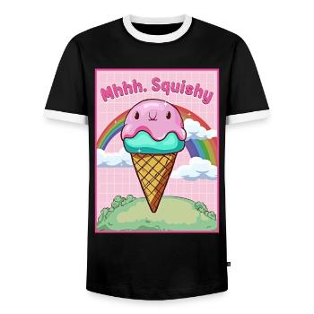 Kawaii Blobfish Ice Cream - Men's Ringer Shirt - black/white - Front - AI Model Female 172 light (172cm) & AI Model Male 178 light (178cm)