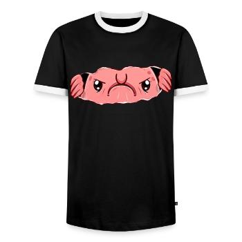 Blobfish Blob Hands - Men's Ringer Shirt - black/white - Front - AI Model Female 172 light (172cm) & AI Model Male 178 light (178cm)