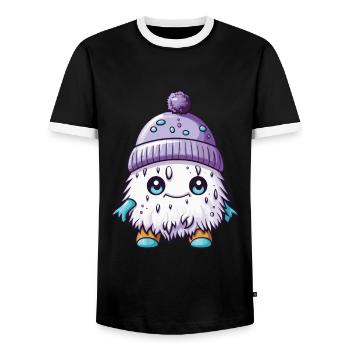 Winter Eskimo Comic Winterlich - Männer Kontrast-T-Shirt - Schwarz/Weiß - Vorne - AI Model Female 172 light (172cm) & AI Model Male 178 light (178cm)