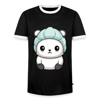 Polar Bear Winter Polar Bear Animal Comic - Men's Ringer Shirt - black/white - Front - AI Model Female 172 light (172cm) & AI Model Male 178 light (178cm)