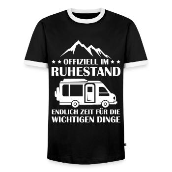 Offiziell im Ruhestand, zeit für Camping - Männer Kontrast-T-Shirt - Schwarz/Weiß - Vorne - AI Model Female 172 light (172cm) & AI Model Male 178 light (178cm)