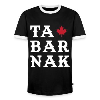 Tabarnak Je Me Barre Au Canada Feuille D'érable - T-shirt contrasté Homme - noir/blanc - Devant - AI Model Female 172 light (172cm) & AI Model Male 178 light (178cm)