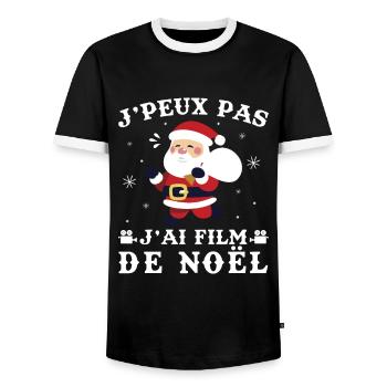 J'peux pas j'ai film de Noël - T-shirt contrasté Homme - noir/blanc - Devant - AI Model Female 172 light (172cm) & AI Model Male 178 light (178cm)