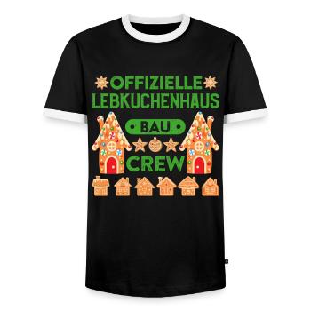 Lebkuchenhaus Bau Crew Weihnachtsbäckerei - Männer Kontrast-T-Shirt - Schwarz/Weiß - Vorne - AI Model Female 172 light (172cm) & AI Model Male 178 light (178cm)