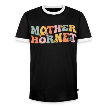 Groovy Beekeeper Beekeeping Mother - Men's Ringer Shirt - black/white - Front - AI Model Female 172 light (172cm) & AI Model Male 178 light (178cm)