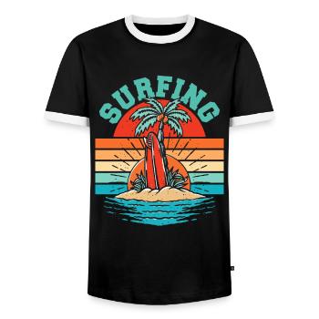 Surfer Surfen Cool Retro Surfer Vintage Surf - Männer Kontrast-T-Shirt - Schwarz/Weiß - Vorne - AI Model Female 172 light (172cm) & AI Model Male 178 light (178cm)