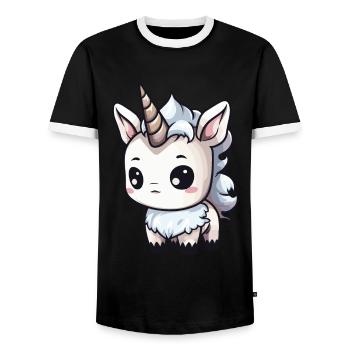 Unicorn Winter Animal Cute Comic - Men's Ringer Shirt - black/white - Front - AI Model Female 172 light (172cm) & AI Model Male 178 light (178cm)