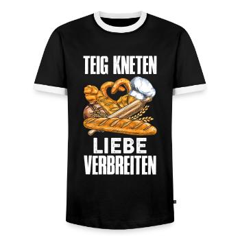 Brotbacken Teig Kneten Liebe Verbreiten Backfans - Männer Kontrast-T-Shirt - Schwarz/Weiß - Vorne - AI Model Female 172 light (172cm) & AI Model Male 178 light (178cm)