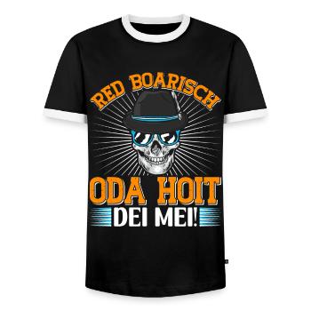 Bayern Red Boarisch oda Hoit dei Mei Bayerisch - Männer Kontrast-T-Shirt - Schwarz/Weiß - Vorne - AI Model Female 172 light (172cm) & AI Model Male 178 light (178cm)