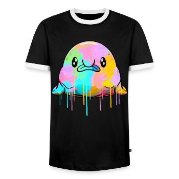 Kawaii Blobfish dégoulinant de peinture - T-shirt contrasté Homme - noir/blanc - Devant - AI Model Female 172 light (172cm) & AI Model Male 178 light (178cm)
