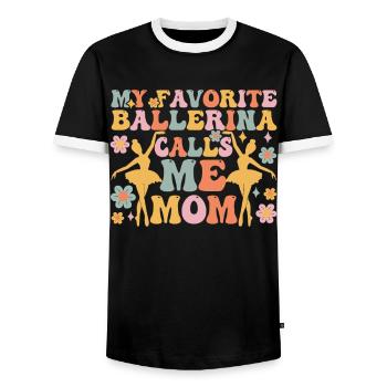 Danseuse de ballet groovy - T-shirt contrasté Homme - noir/blanc - Devant - AI Model Female 172 light (172cm) & AI Model Male 178 light (178cm)