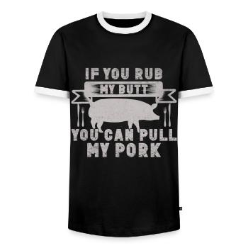 Grill Pork - Men's Ringer Shirt - black/white - Front - AI Model Female 172 light (172cm) & AI Model Male 178 light (178cm)