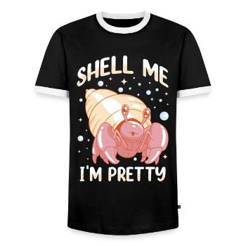 Seafood, Seafood, Mussels, Hermit Crab - Men's Ringer Shirt - black/white - Front - AI Model Female 172 light (172cm) & AI Model Male 178 light (178cm)