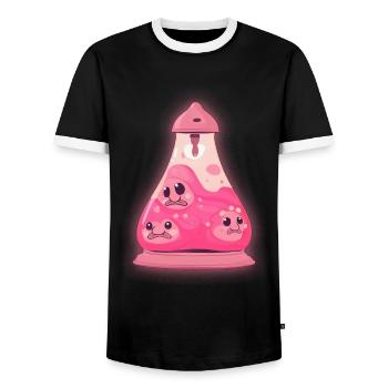 Kawaii Blobfish Lava Lamp - Men's Ringer Shirt - black/white - Front - AI Model Female 172 light (172cm) & AI Model Male 178 light (178cm)