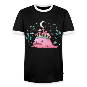 Cottagecore Blobfish Witchy - Men's Ringer Shirt - black/white - Front - AI Model Female 172 light (172cm) & AI Model Male 178 light (178cm)