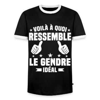 Voilà à quoi ressemble le gendre idéal - T-shirt contrasté Homme - noir/blanc - Devant - AI Model Female 172 light (172cm) & AI Model Male 178 light (178cm)