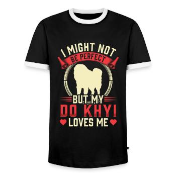Do Khyi m’aime Dogue allemand tibétain - T-shirt contrasté Homme - noir/blanc - Devant - AI Model Female 172 light (172cm) & AI Model Male 178 light (178cm)