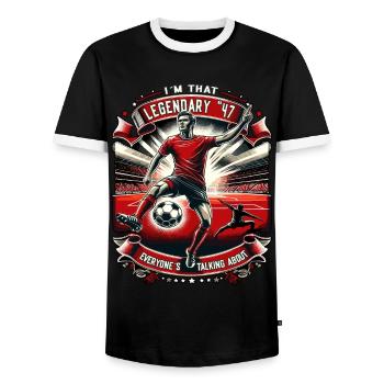 Legendärer 1947er Jahrgang Fussball Geschenk - Männer Kontrast-T-Shirt - Schwarz/Weiß - Vorne - AI Model Female 172 light (172cm) & AI Model Male 178 light (178cm)
