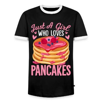 Funny Pancake Maker - Men's Ringer Shirt - black/white - Front - AI Model Female 172 light (172cm) & AI Model Male 178 light (178cm)