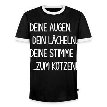 Deine Augen dein Lächeln deine Stimme zum Kotzen - Männer Kontrast-T-Shirt - Schwarz/Weiß - Vorne - AI Model Female 172 light (172cm) & AI Model Male 178 light (178cm)