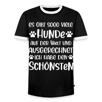 Es gibt so viele Hunde - Männer Kontrast-T-Shirt - Schwarz/Weiß - Vorne - AI Model Female 172 light (172cm) & AI Model Male 178 light (178cm)