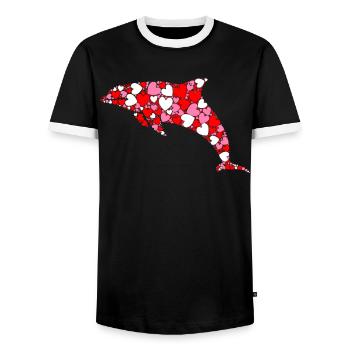 Dolphin Heart - Männer Kontrast-T-Shirt - Schwarz/Weiß - Vorne - AI Model Female 172 light (172cm) & AI Model Male 178 light (178cm)